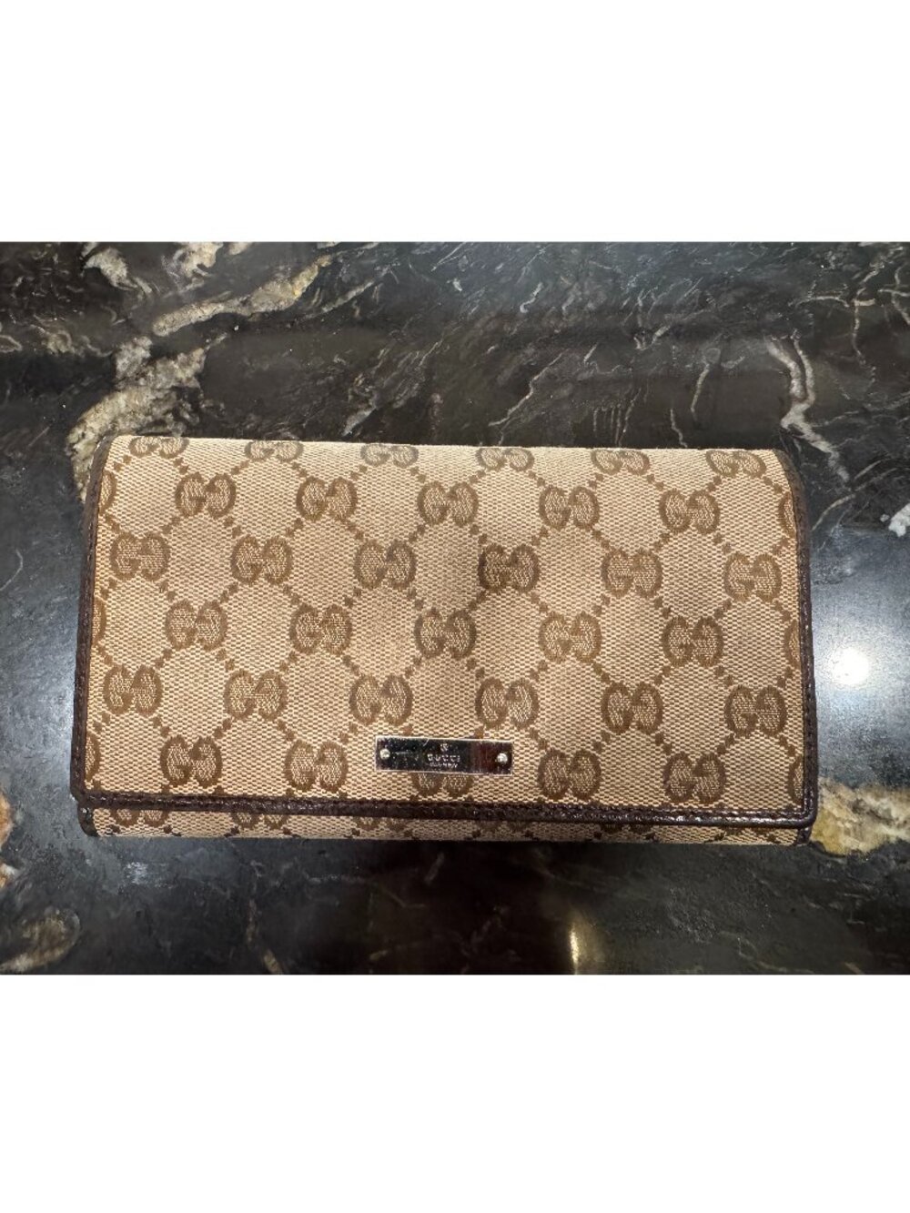 Gucci GG Logo Long Wallet Womens Beige/Brown Bifold